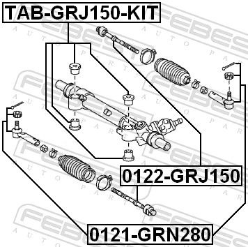 Febest TABGRJ150KIT сайлентблок рульової рейки (комплект)