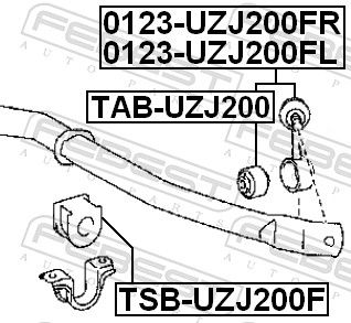 Febest TABUZJ200 Опора, реактивна тяга