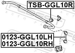 Febest TSBGGL10R Втулка заднього стабілізатора D21