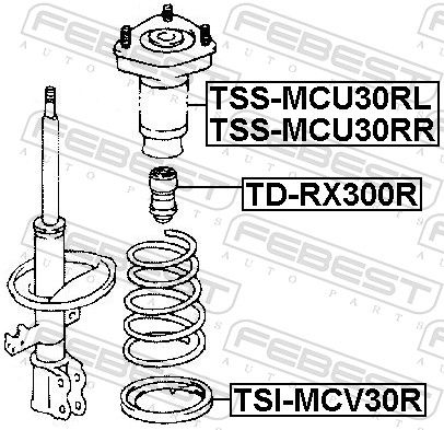 Febest TSSMCU30RR Верхня опора, стійка амортизатора