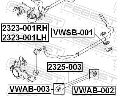 Febest VWSB001 Втулка заднього стабілізатора