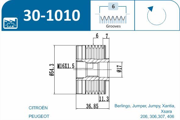 IJS 301010 Механізм вільного ходу генератора