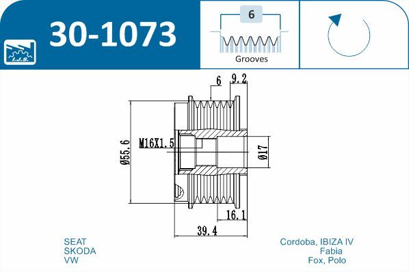 IJS 301073 Механізм вільного ходу генератора