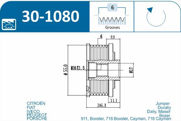 IJS 301080 Механізм вільного ходу генератора