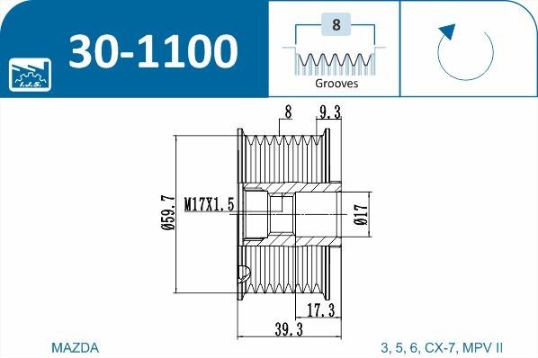 IJS 301100 Механізм вільного ходу генератора