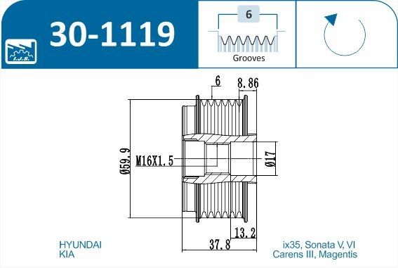 IJS 301119 Механізм вільного ходу генератора