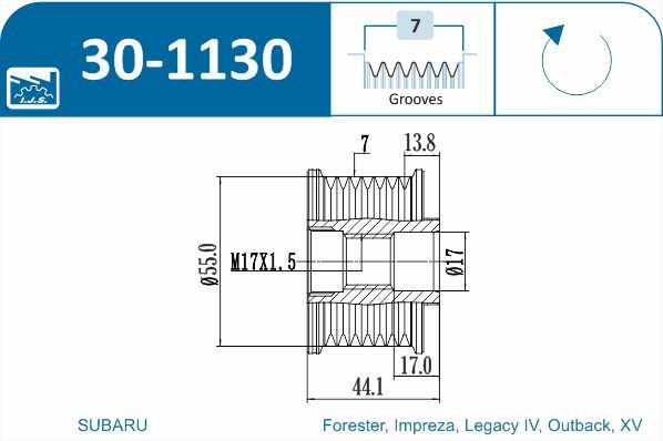 IJS 301130 Механізм вільного ходу генератора