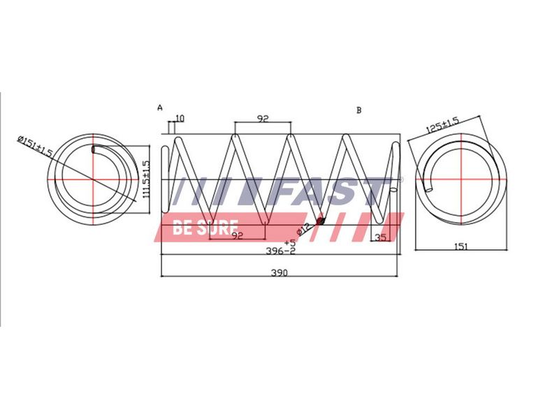 FT12203 FAST - ПРУЖИНА ПІДВІСКИ FIAT PUNTO 99> ПЕРЕД