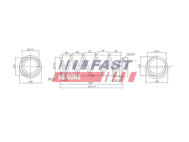 FT12245K FAST - ПРУЖИНА ПІДВІСКИ FIAT PUNTO GRANDE 05> ПЕРЕД ЛВ+ПР 1.3JTD