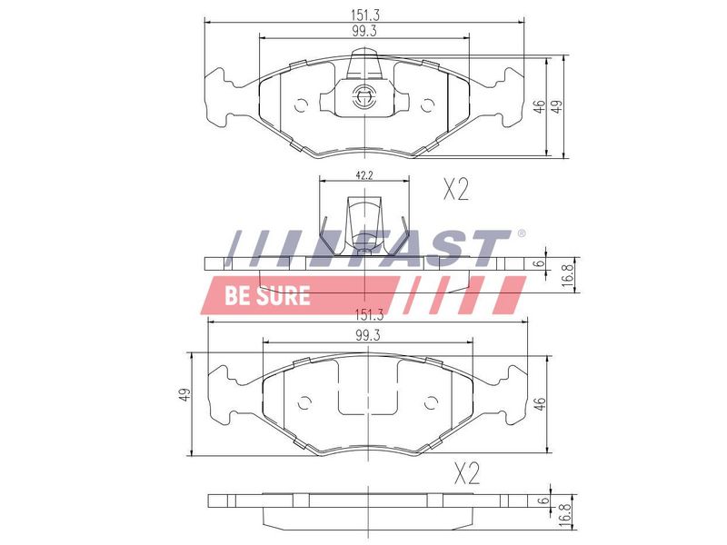 FT29008 FAST - КОЛОДКИ ГАЛЬМІВНІ FIAT PALIO/SIENA 97> БЕЗ ДАТЧИКА  >99