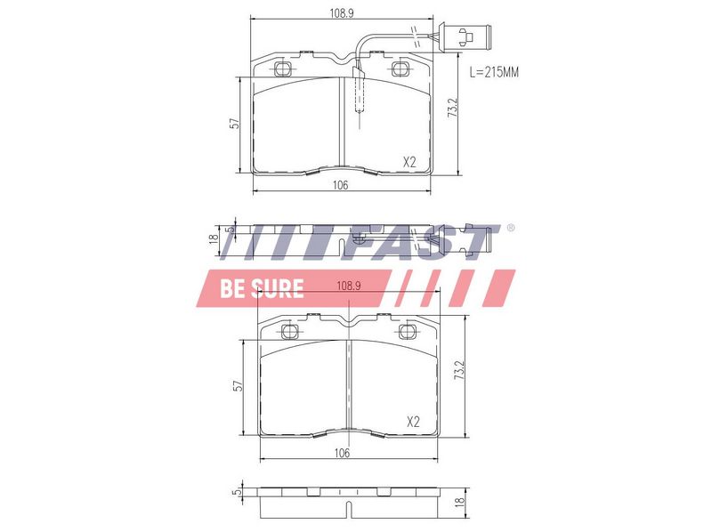 FT29009 FAST - КОЛОДКИ ГАЛЬМІВНІ IVECO DAILY 90> ПЕРЕД 2-ДАТЧИКИ 30/40 86>5/96 BREMBO