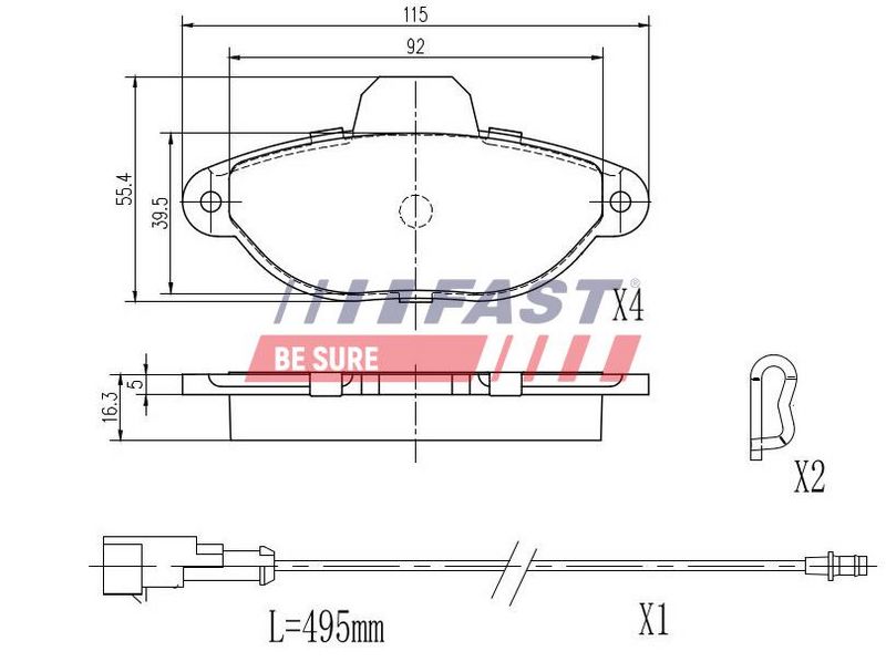 FT29051 FAST - КОЛОДКИ ГАЛЬМІВНІ FIAT CINQUE / SEICENTO ПЕРЕД 1-ДАТЧИК