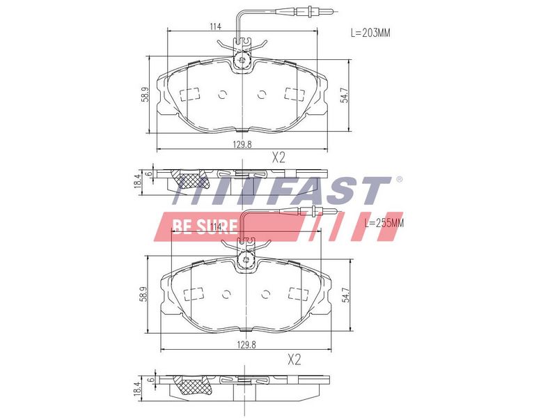 FT29054 FAST - КОЛОДКИ ГАЛЬМІВНІ FIAT SCUDO / ULYSSE 95> ПЕРЕД 2-ДАТЧИКИ 1.9 / 2.0