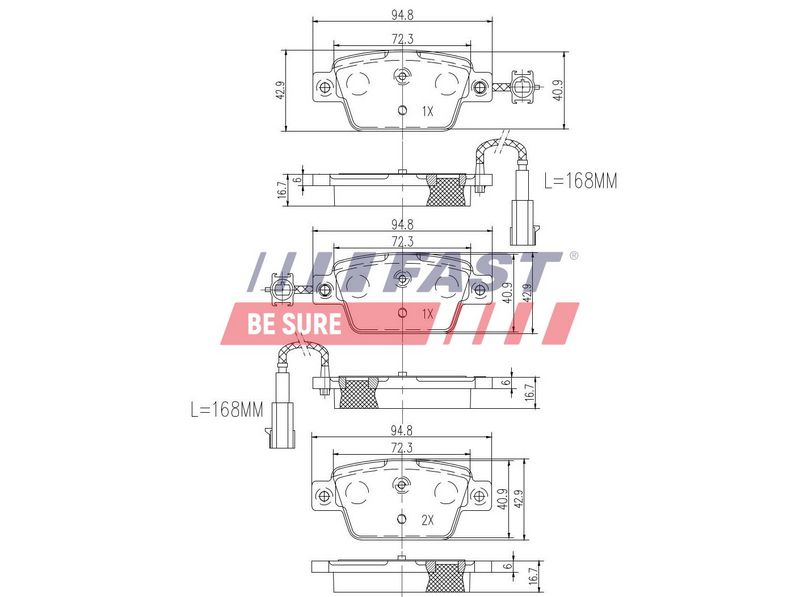 FT29082 FAST - КОЛОДКИ ГАЛЬМІВНІ FIAT BRAVO 07> ЗАД 2-ДАТЧИКИ