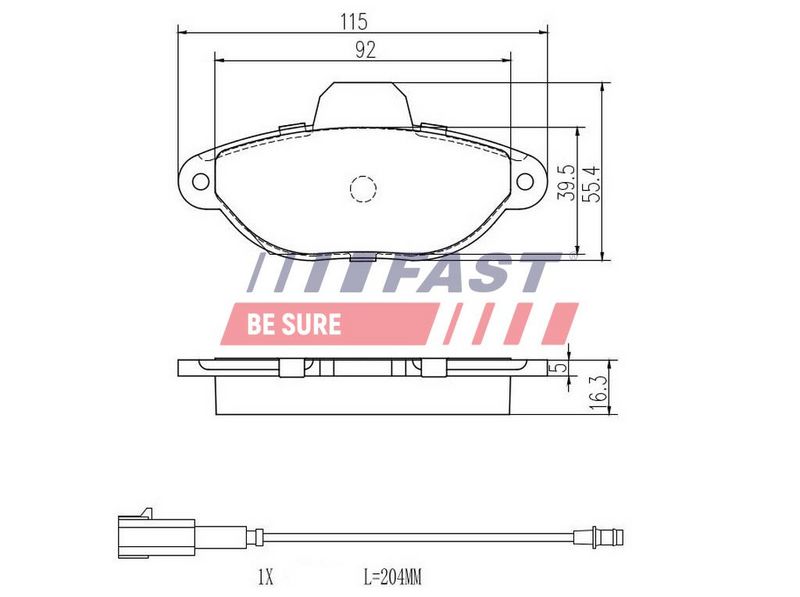 FT29084 FAST - КОЛОДКИ ГАЛЬМІВНІ FIAT 500 07> ПЕРЕД 1-ДАТЧИК 1.2
