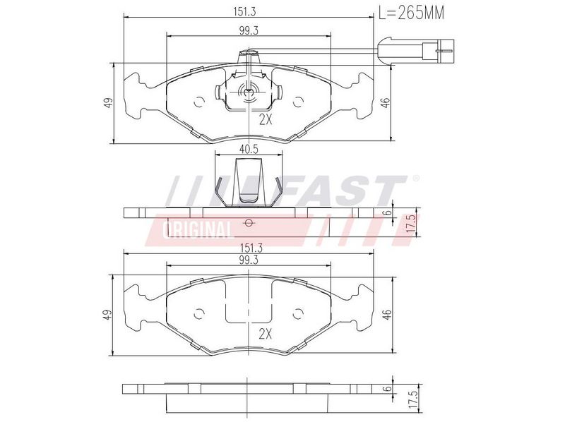 FT29086 FAST - КОЛОДКИ ГАЛЬМІВНІ FIAT PALIO/SIENA 97> 2-ДАТЧИКИ