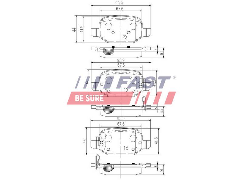 FT29089 FAST - КОЛОДКИ ГАЛЬМІВНІ FIAT 500 07> ЗАД БЕЗ ДАТЧИКА