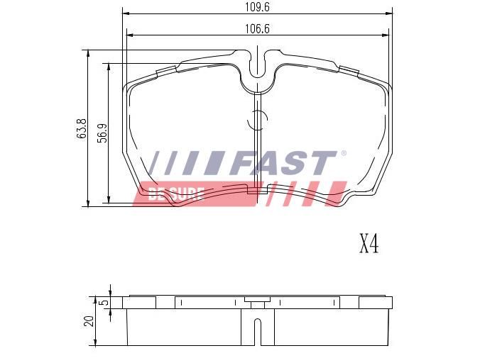 FT29092 FAST - КОЛОДКИ ГАЛЬМІВНІ IVECO DAILY 00> ЗАД БЕЗ ДАТЧИКА 29L / 35C / 50C