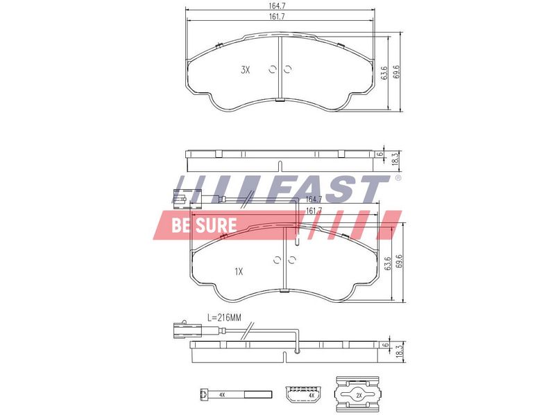 FT29108 FAST - КОЛОДКИ ГАЛЬМІВНІ FIAT DUCATO 02> ПЕРЕД 1-ДАТЧИК 18Q MAXI