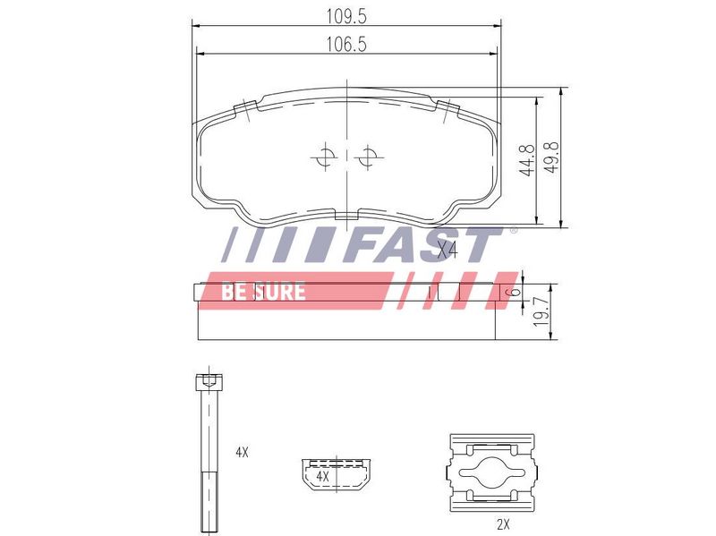FT29109 FAST - КОЛОДКИ ГАЛЬМІВНІ FIAT DUCATO 02> ЗАД БЕЗ ДАТЧИКА