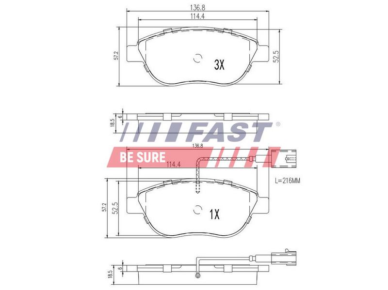 FT29113 FAST - КОЛОДКИ ГАЛЬМІВНІ FIAT DOBLO 09> ПЕРЕД 1-ДАТЧИК