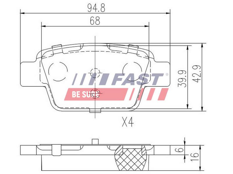 FT29115 FAST - КОЛОДКИ ГАЛЬМІВНІ FIAT STILO 01> ЗАД БЕЗ ДАТЧИКА