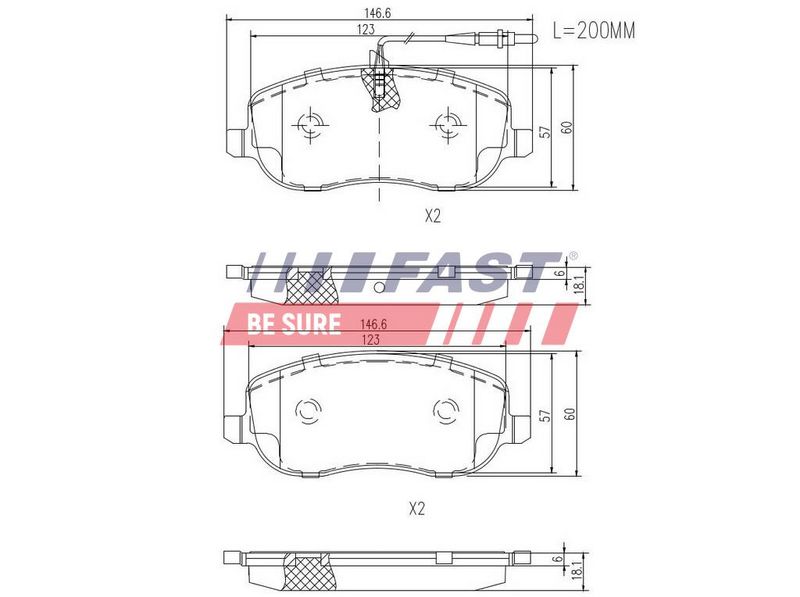 FT29128 FAST - КОЛОДКИ ГАЛЬМІВНІ FIAT SCUDO / ULYSSE 95> ПЕРЕД 2-ДАТЧИКИ
