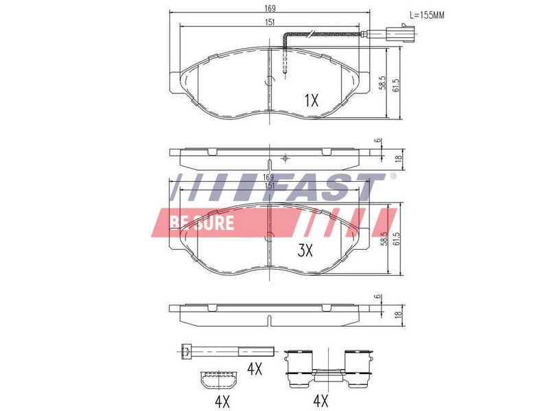 FT29130 FAST - КОЛОДКИ ГАЛЬМІВНІ FIAT DUCATO 06> ПЕРЕД 1-ДАТЧИК 12/15/17Q LIGHT