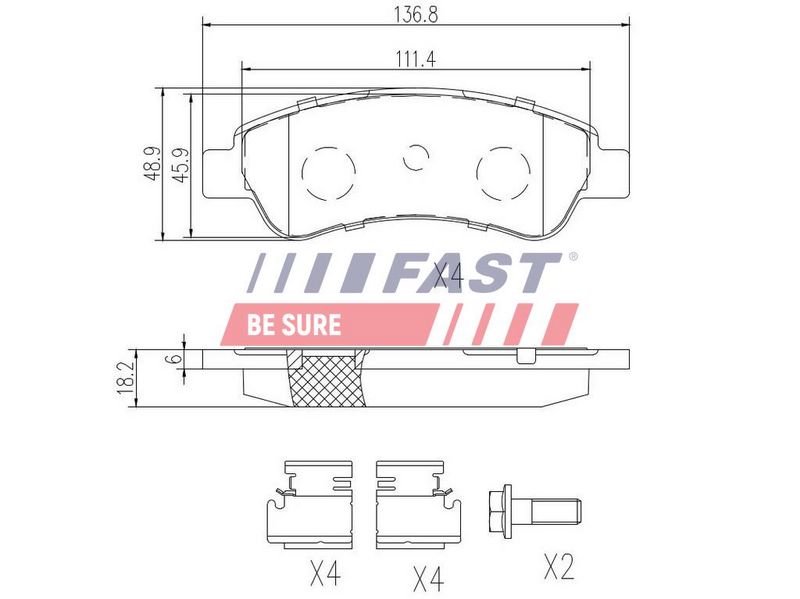FT29131 FAST - КОЛОДКИ ГАЛЬМІВНІ FIAT DUCATO 06> ЗАД БЕЗ ДАТЧИКА 12/15/17/20Q SYSTEM BOSCH
