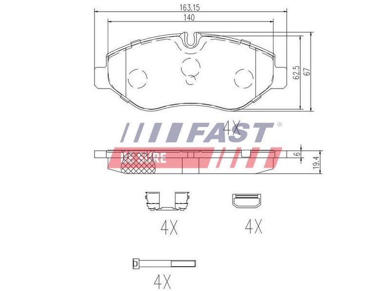 FT29135 FAST - КОЛОДКИ ГАЛЬМІВНІ IVECO DAILY 06> ПЕРЕД БЕЗ ДАТЧИКА 35C14/C16/C18