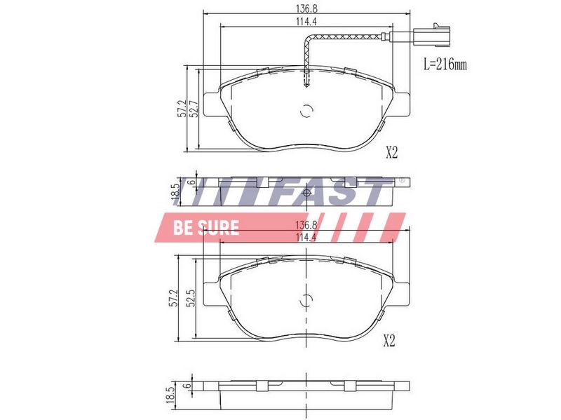 FT29144 FAST - КОЛОДКИ ГАЛЬМІВНІ FIAT DOBLO 09> ПЕРЕД 2-ДАТЧИКИ