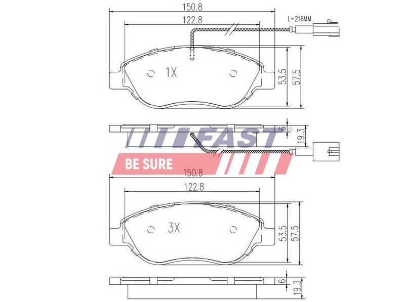 FT29145 FAST - КОЛОДКИ ГАЛЬМІВНІ FIAT BRAVO 07> ПЕРЕД 1-ДАТЧИК 1.9/2.0JTD