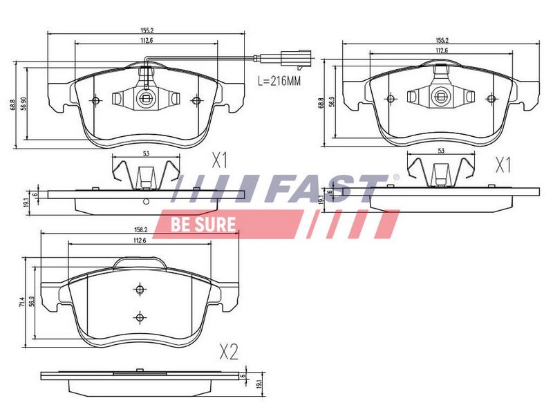 FT29157 FAST - КОЛОДКИ ГАЛЬМІВНІ FIAT DOBLO 09> ПЕРЕД 1-ДАТЧИК