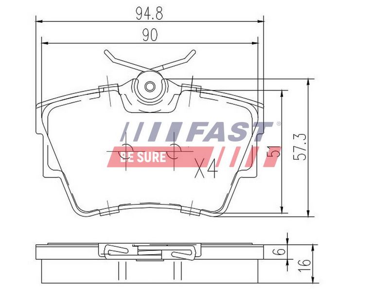 FT29513 FAST - КОЛОДКИ ГАЛЬМІВНІ RENAULT TRAFIC 01> ЗАД