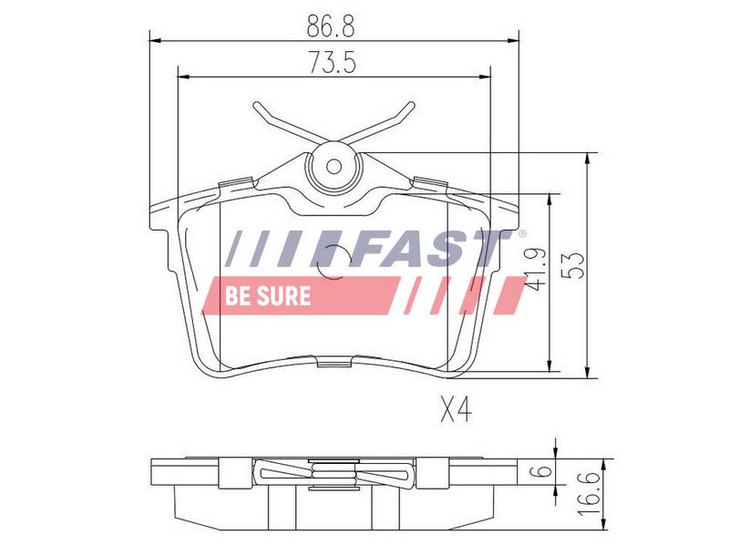 FT29515 FAST - КОЛОДКИ ГАЛЬМІВНІ CITROEN BERLINGO 08> ЗАД БЕЗ ДАТЧИКА