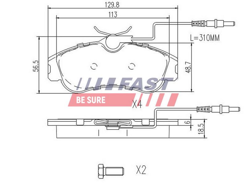 FT29517 FAST - КОЛОДКИ ГАЛЬМІВНІ CITROEN BERLINGO 96> ПЕРЕД 4-ДАТЧИКИ