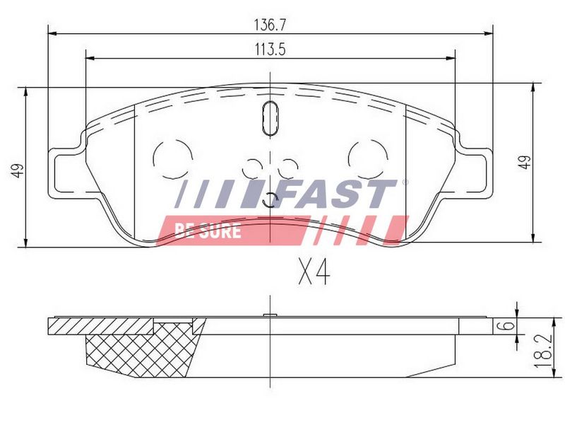 FT29519 FAST - КОЛОДКИ ГАЛЬМІВНІ CITROEN BERLINGO 08> ПЕРЕД БЕЗ ДАТЧИКА
