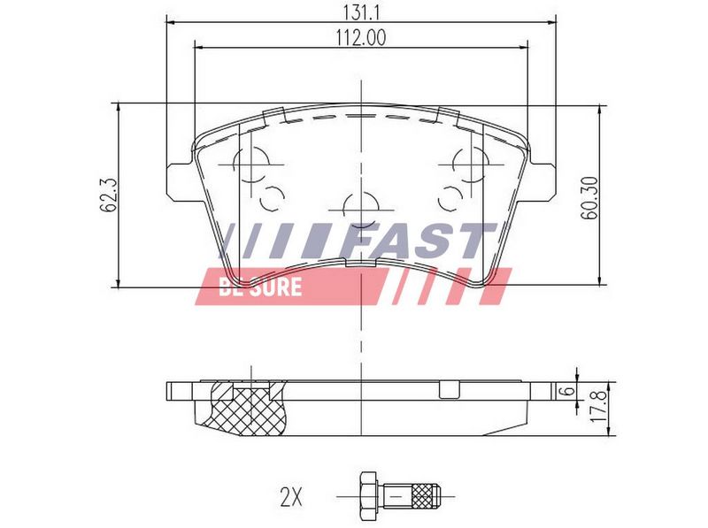 FT29527 FAST - КОЛОДКИ ГАЛЬМІВНІ RENAULT KANGOO II 08> ПЕРЕД БЕЗ ДАТЧИКА LONG / 15-16"