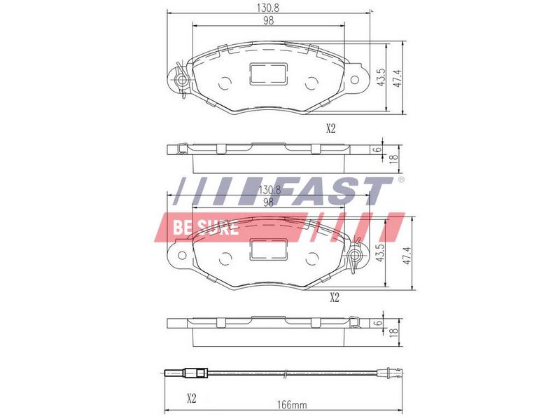 FT29532 FAST - КОЛОДКИ ГАЛЬМІВНІ RENAULT KANGOO I 97> ПЕРЕД БЕЗ ДАТЧИКА