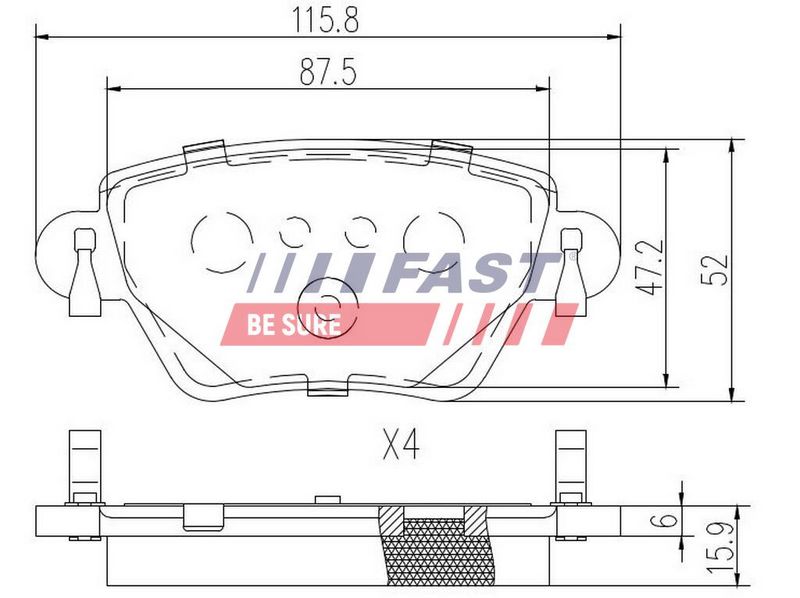 FT29533 FAST - КОЛОДКИ ГАЛЬМІВНІ RENAULT KANGOO I 97> ЗАД БЕЗ ДАТЧИКА