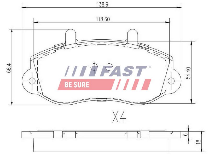 FT29539 FAST - КОЛОДКИ ГАЛЬМІВНІ RENAULT MASTER II 98> ПЕРЕД БЕЗ ДАТЧИКА >03