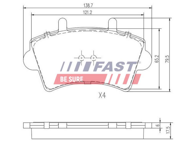FT29540 FAST - КОЛОДКИ ГАЛЬМІВНІ RENAULT MASTER II 98> ПЕРЕД БЕЗ ДАТЧИКА 03>