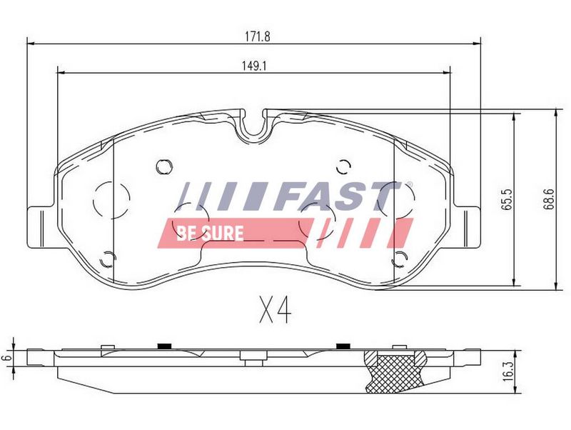 FT29549 FAST - КОЛОДКИ ГАЛЬМІВНІ FORD TRANSIT 13> ПЕРЕД БЕЗ ДАТЧИКА