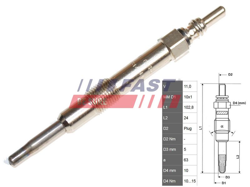 FT82703 FAST - СВІЧКА РОЗЖАРЕННЯ FIAT DOBLO 00> 1.9 JTD 8V