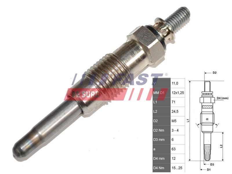 FT82710 FAST - СВІЧКА РОЗЖАРЕННЯ FIAT DUCATO 94> 1.9TD