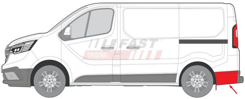FT91315 FAST - НАРІЖНИК БАМПЕРА RENAULT TRAFIC 14> ЗАД ЛВ НЕФАРБОВАН