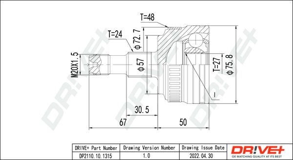 DP2110.10.1315 Drive+ Шарнір рівних кутових швидкостей (ШРУС)