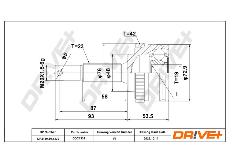 DP2110.10.1339 Drive+ Шарнір рівних кутових швидкостей (ШРУС)