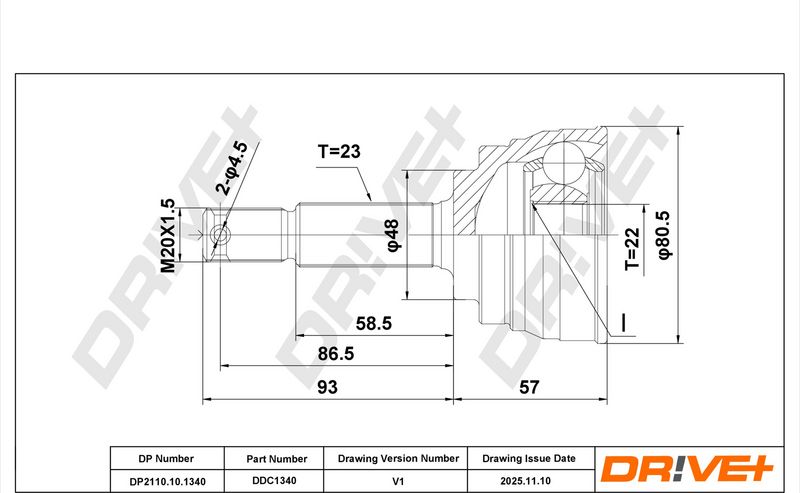 DP2110.10.1340 Drive+ Шарнір рівних кутових швидкостей (ШРУС)