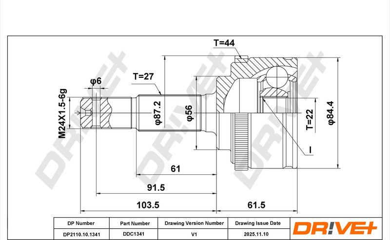 DP2110.10.1341 Drive+ Шарнір рівних кутових швидкостей (ШРУС)